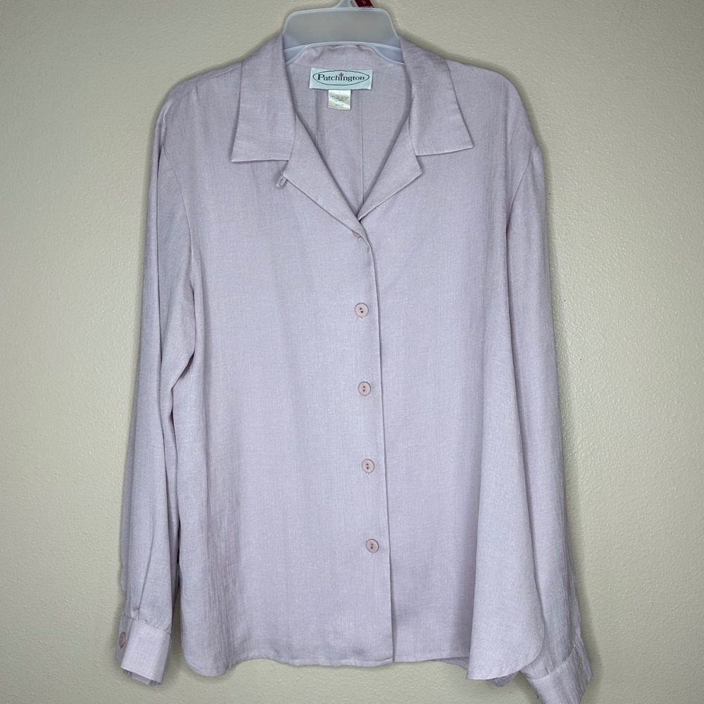 Patchington VTG Women's Button Up Shirt Long‎ Sleeve Lavender Size M Preppy